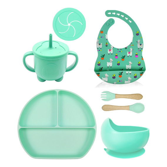 Set Alimentacion Bebe Silicona Completo C/bowl Estampa Flex