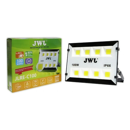 Reflector Led Cob De 100w Ultradelgado Ip66 Jwj Luz Blanca