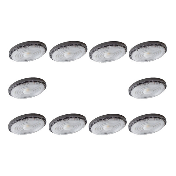 Campana Industrial Ufo Led 100w Luz Blanca Ip65 10 Piezas Color Negro