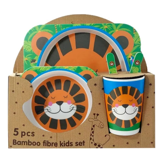 Set Plato Vaso Cubiertos Bebe Fibra Bamboo Eco Piu Online