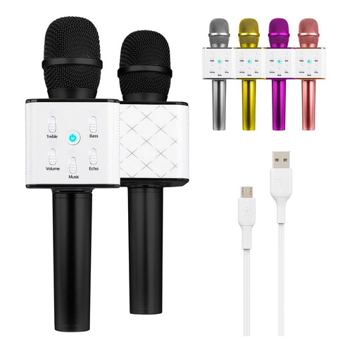 Microfono Karaoke Bluetooth Inalambrico Parlante Recargable Color Negro