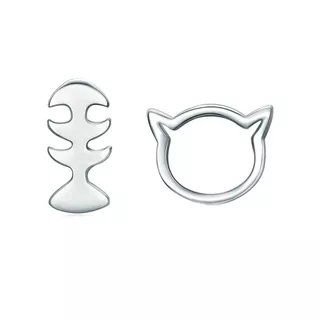 Aretes Plata Esterlina Gato Y Comida Krasha De Dama Clbslp23