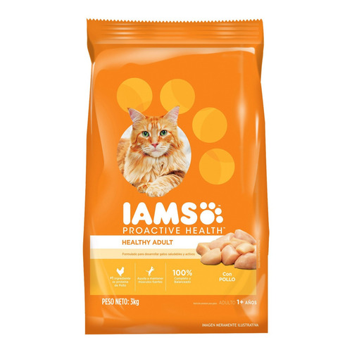 Alimento Iams Adult +1 para gato adulto sabor pollo en bolsa de 3 kg