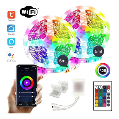 Tira Cinta Luces Led Rgb 10 M +conector Configurable Con App