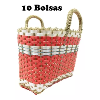 Bolsa Artesanal Tejida Plástico Eco Mercado S (10 Bolsas)