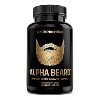 Vitaminas De Crecimiento Barba Alpha Beard Con Biotina, Colágeno Hidrolizado, Msm Y 200mg De Mezcla Patentada Que Estimula El Crecimiento Del Vello Facial Más Fuerte, Grueso Y Saludable, 60 Capsulas