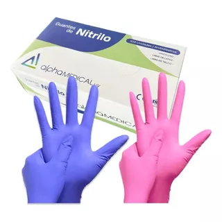 Guantes De Nitrilo Caja 100u. Rosa. Lila.