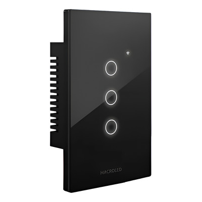 Llave Luz Tapa De Vidrio Wifi Touch Smart 3c N Alexa Google Negro