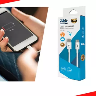 Cabo Micro Usb 2.4 Pro Eletronic 1m Branco Android Usb Micro