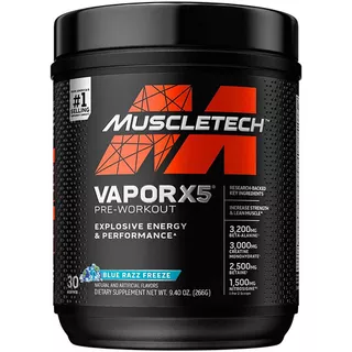 Pre-entrenamiento Muscletech Vapor X5 / 30 Servicios Sabor Blue Razz Freeze