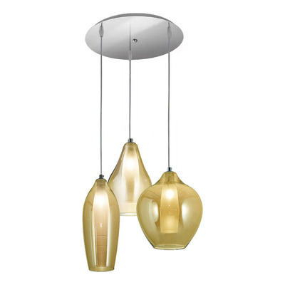 Colgante 3 Luces Mamushka Ambar Base Redonda Apto Led