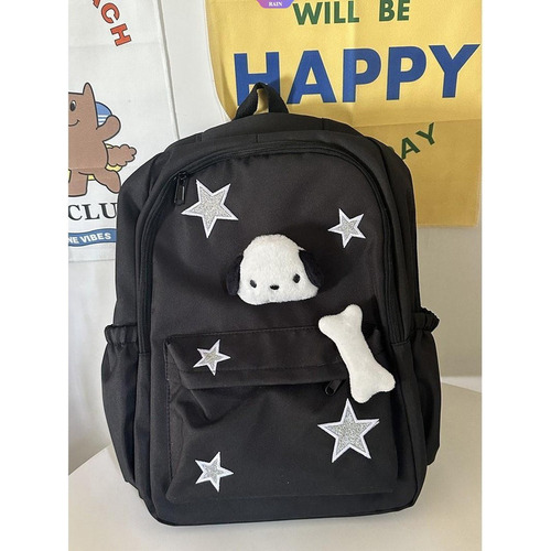 Mochila Para Portátil Anime Sanrio Pochacco Para Mujer, Kawa Color Negro