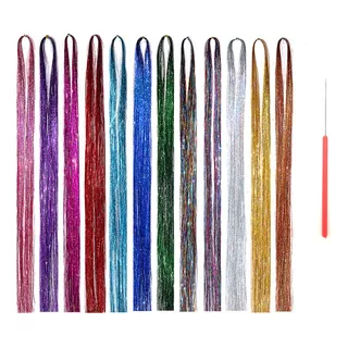 Kit De Extensiones De Glitter Tinsel Para Cabello 120cm