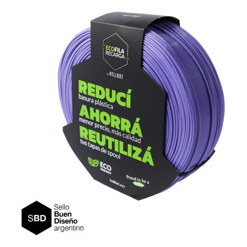 Filamento Pla 1.75mm Hellbot Ecofila - 1kg - Impresion 3d Color Violeta