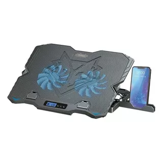 Base Para Notebook Gamer Cooler Luces Led Celular Noga Za15 Color Negro Color Del Led Azul