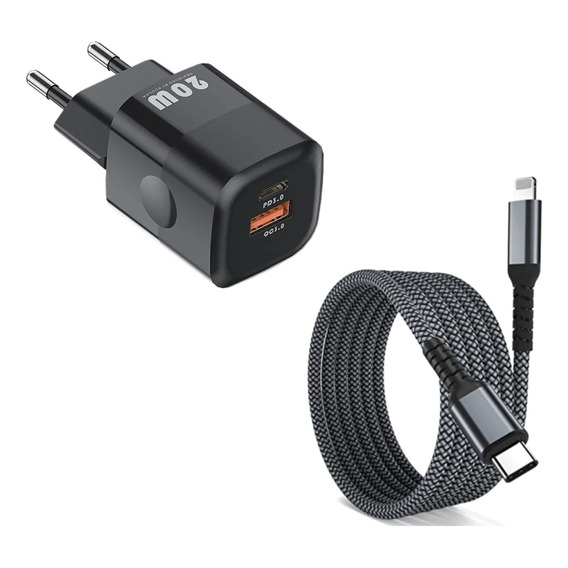 Cargador Carga Rápida 20w Para iPhone 11 12 13 14+ Cable Mfi