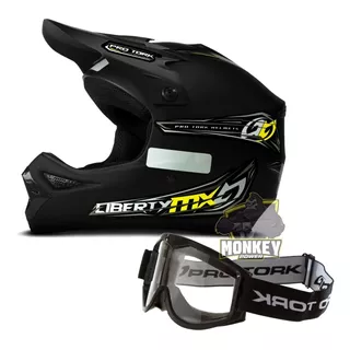 Capacete De Trilha + Óculos Preto Motocross Mx Pro Tork