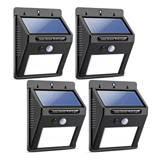 Lámpara Solar Impermeable Al Aire Libre Luz Solar Led 4 Pzas Color Negro