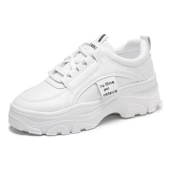 Zapatos Tenis Plataforma Mujer Casual Blanco Clásico