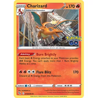 Charizard 10/78 Holo Pokémon Go Sword & Shield Carta Pokemon