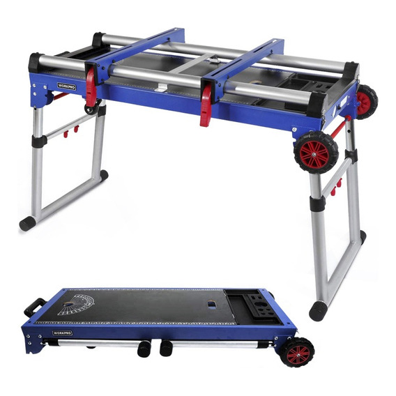 Banco De Trabajo Plegable 5 En 1 Portatil 150 Kg Workpro Color Azul