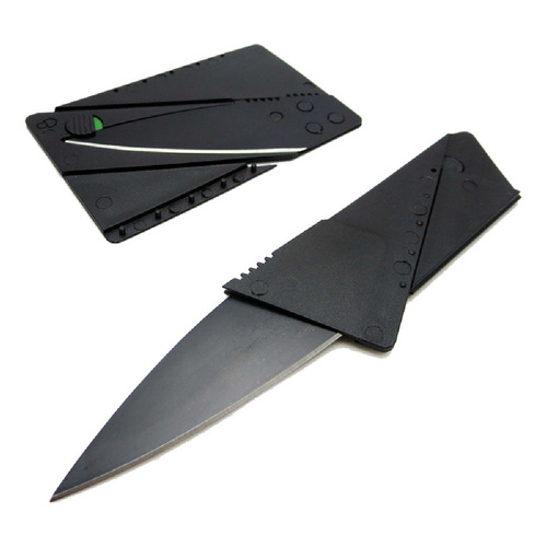 Cuchillo táctico plegable para tarjetas, tarjetero, hoja afilada, color negro