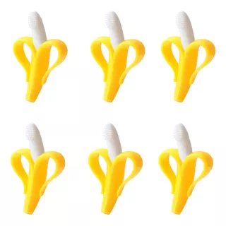 6 Mordederas Banana Platano Para Bebe Juguete - Mayoreo Color Amarillo