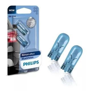 Par Lâmpadas Philips Blue Vision W5w Lâmpada Esmagada Pingo