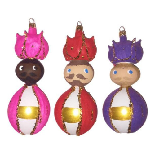 Esferas Navideñas Vidrio Soplado Figura Reyes Magos. 9 Pzas