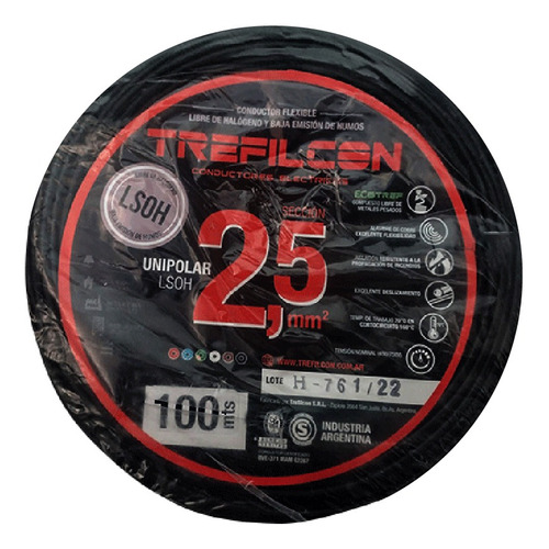 Cable Libre Halogeno 2,5mm Normalizado Trefilcon Lsoh Negro