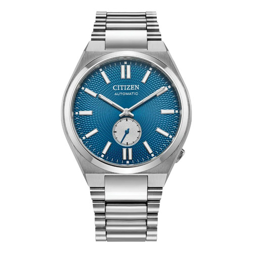 Reloj Citizen Tsuyosa Small Second Automatico Correa Plateado Bisel Plateado Fondo Azul