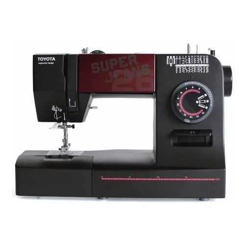 Máquina de coser recta Toyota Super Jeans J26 portable negra 220V - 240V