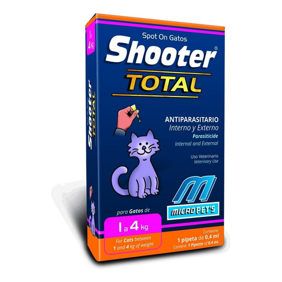 Pipeta Antipulgas Shooter Total Interna Externa Gatos 1a4kg