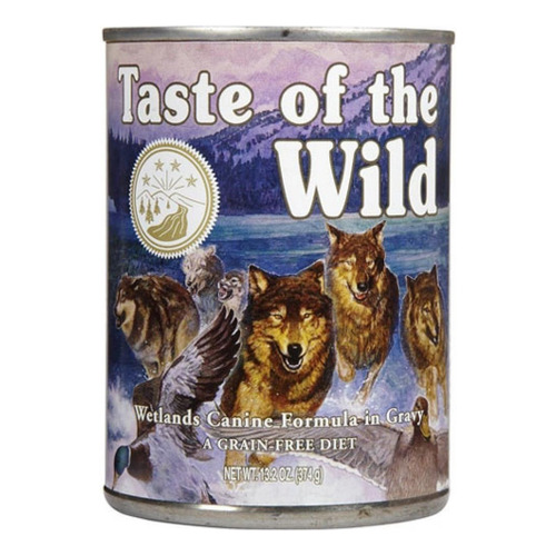 Alimento Taste of the Wild Wetlands Canine para perro adulto todos los tamaños sabor pato asado en lata de 374g