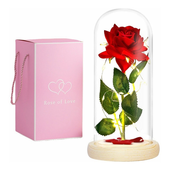 Flor Eterna Rojo Rosa Regalos Para Ella Encapsulada Luz Led