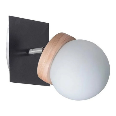 Aplique 1 Luz Elyn Blanco Madera Globo Opal Apto Led G9 Deco