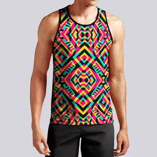 Playera Sizada Tank Top Hdrg Formas Colores Abstracto