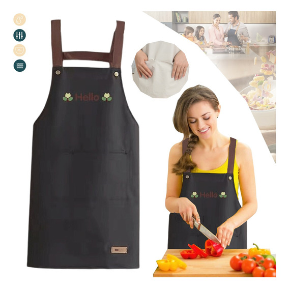 Pechera Con Bolsillo Gabardina Impermeable Anti-grasa Cocina