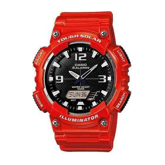 Reloj Para Hombre Casio Aq-s810wc-4av Rojo Color del fondo Negro