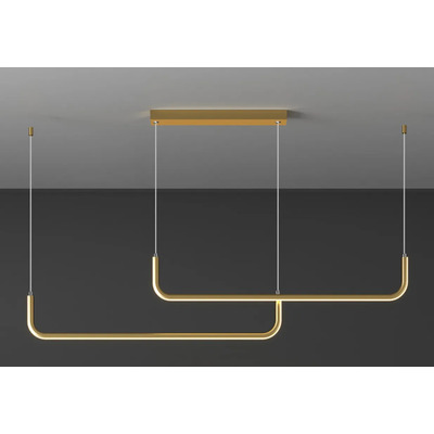 Colgante Led Doble Andryu Dorado Deco Diseño Moderno Lk Dorado