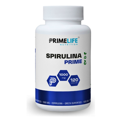 Spirulina, Prime Life Nutrition, 120 Cápsulas 1000mg Sabor Sin Sabor