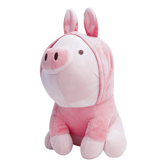 Miniso Peluche de Cerdito con disfraz de conejo rosa confeccionado en suave felpa