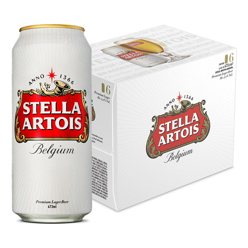 Cerveza Stella Artois European Pale Lager lata 473 mL 6 unidades