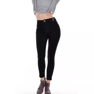 Combo Jeans Mujer Sisa Black Clasico + Cinto Ancho Liso