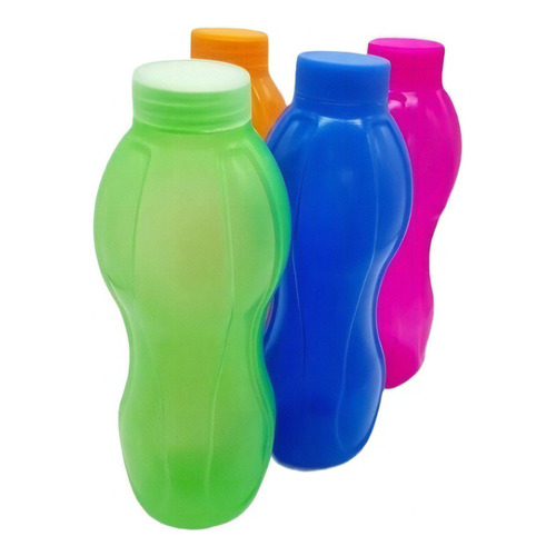 Set X5 Botella Deportiva De Plástico Con Tapa Color Surtido