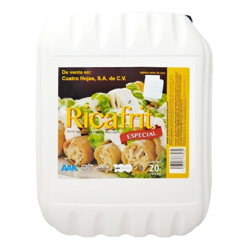 Aceite Para Freír Vegetal Kosher Ricafrit 20 Lts