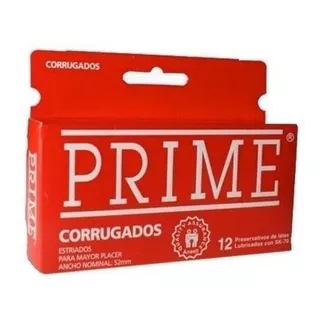 Preservativos Prime X 12 Un.  Corrugado Rojo
