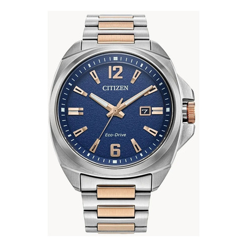 Reloj Citizen Endicott Aw172655l Original Caballero E-watch Color de la correa Plateado Color del fondo Azul