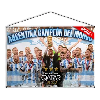 1 Banner Colgante Argentina Campeón Qatar 2022 Messi 60x90cm
