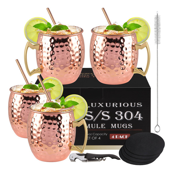 Taza De Cobre De Moscow Mule Con Asa De 4pzs 500ml